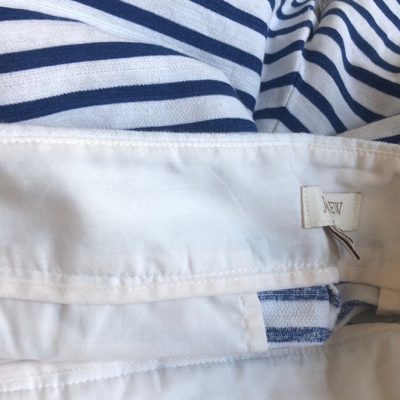 J. Crew Factory white and royal blue cobalt blue cotton/linen dress shorts - Picture 8 of 11